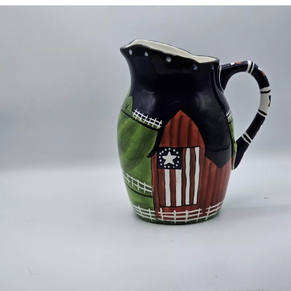 vintage Hand Painted  Pottery  ceramic pitcher Milson & Louise.